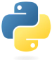 Python logo representing high-level programming language used for web development and automation